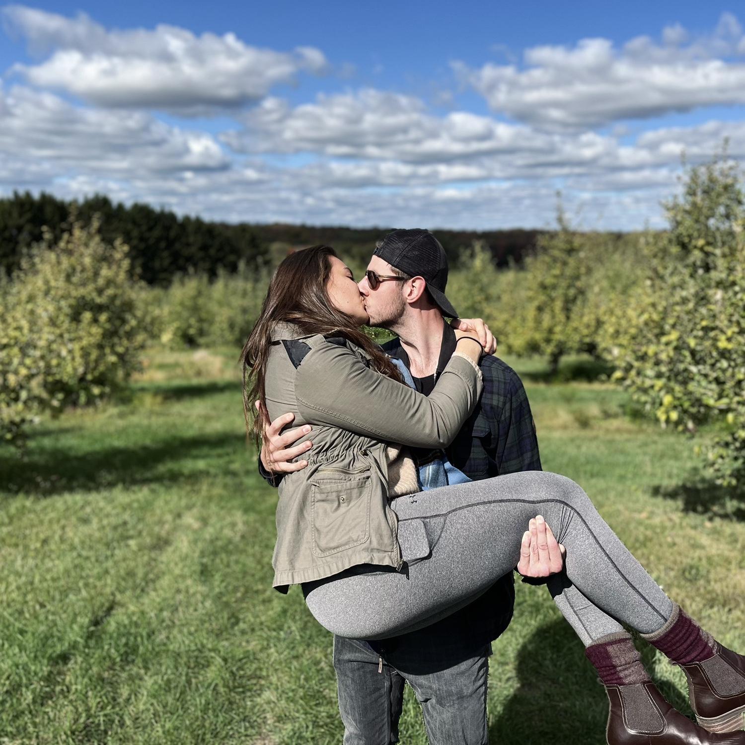 Sky High apple orchard with Josie and Trey in Baraboo.