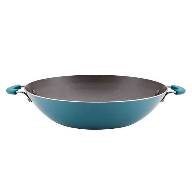 Rachael Ray Cook + Create 14" Aluminum Nonstick Wok - Agave Blue