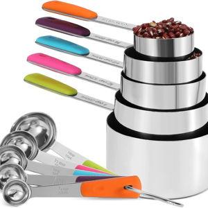 Measuring Cups and Spoons Set Stainless Steel 10 Piece