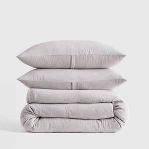 Organic Airy Gauze Duvet Cover Set- Cal King with Shams- Light Gray