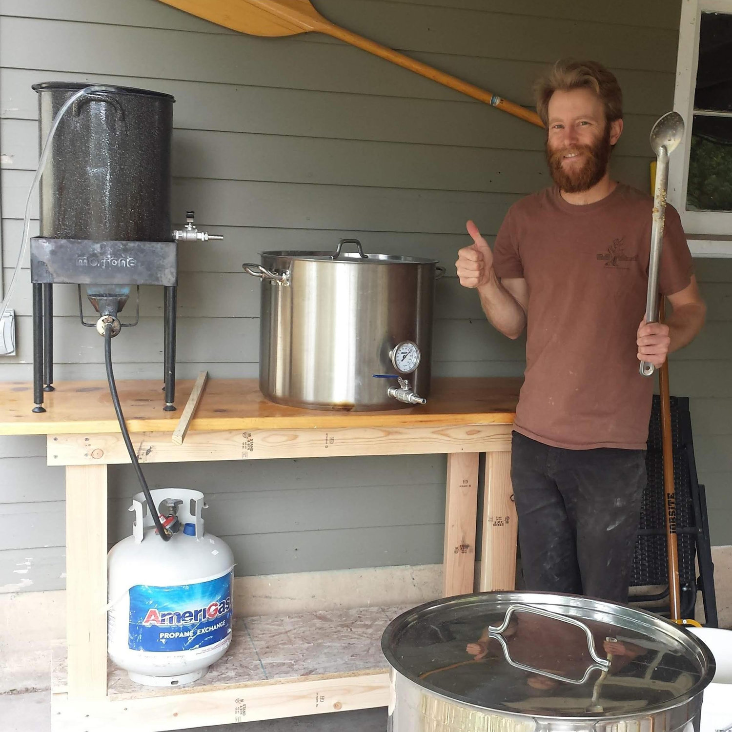 Home Brewing: Tucker has become quite the brew master! This is our new beer-brewing setup, with which we brewed most of the beer, mead, and wine you will get to enjoy at our wedding!