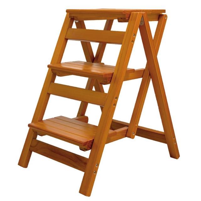 KATIEER Wooden Step Stool for Adults/Folding stools Wood Step Ladder/Lightweight Step Stool/Folding Step Stool, Portable Ladder, Anti-Slip Ladder,high Chair,Step Chair