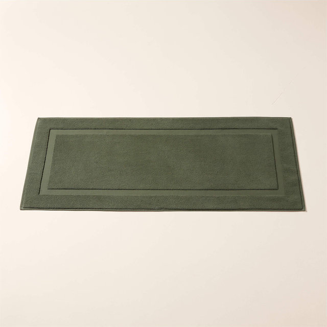 Matin Organic Cotton Smoked Green Bath Runner Rug 24"x60"