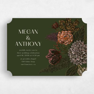 Green Ticket Wedding Invitation - Harlow Landscape