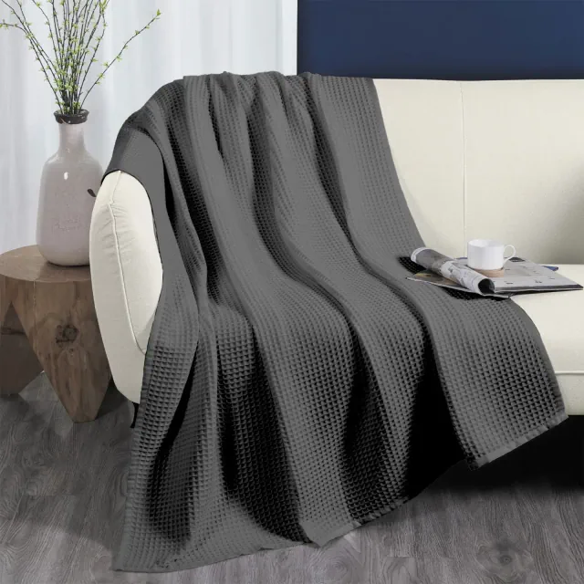 DOZ Waffle Bed Blanket, 50% Bamboo Viscose and 50% Cotton Blend, Lightweight, Ultra Soft, Breathable Storm King/Cal King