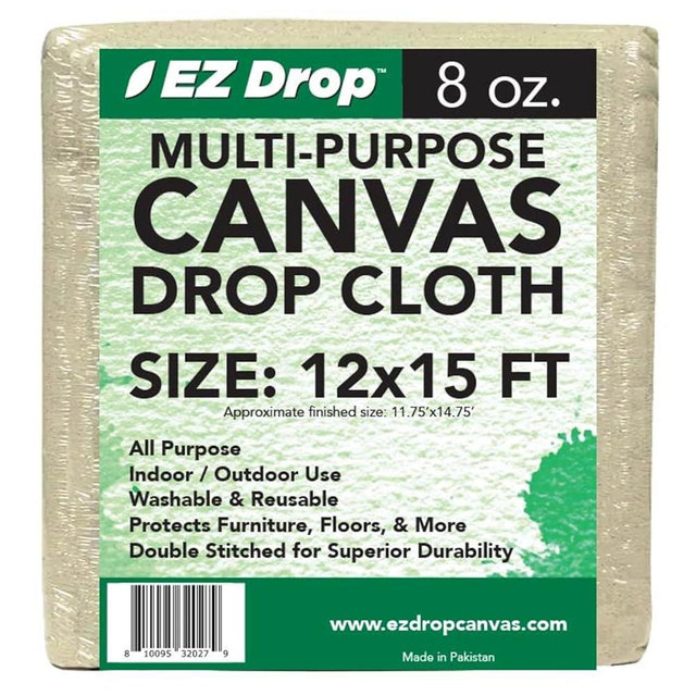 EZ Drop Painter's Large Canvas Fabric Drop Cloth for Painting (12 ft. x 15 ft.)