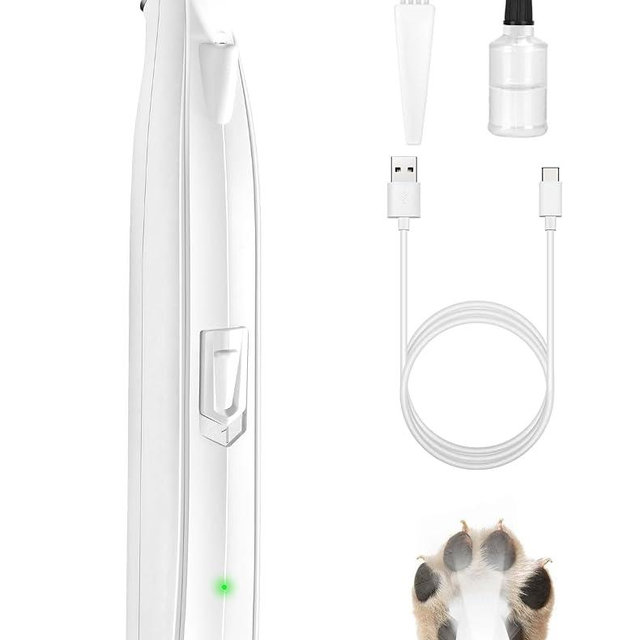 lexflext Dog Paw Trimmer for Grooming, Cordless Electric Dog Clippers with LED Light, Rechargeable Low Noise Small Pet Shaver for Trimming Cat's Hair Around Eyes, Faces, Ears, Paws, Rump(White)
