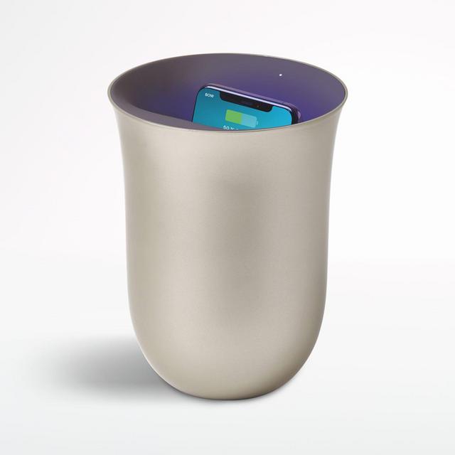 Lexon ® Light Gold Oblio Wireless Charging Station with Built-in UV Sanitizer