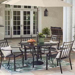 Style Selections Ashton 5 -Piece Black Patio Dining Set Steel Square Table with 4 Stationary Chairs
