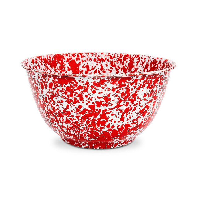 Marble/Splatter Large Salad Bowl, Red Splatter