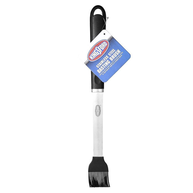Kingsford Stainless Steel Silicone Basting Brush with 16-Inch Handle for BBQ Grilling, Smoking, and Outdoor Cooking, Non-Slip Rubber Grip, Rust-Resistant, Dishwasher Safe