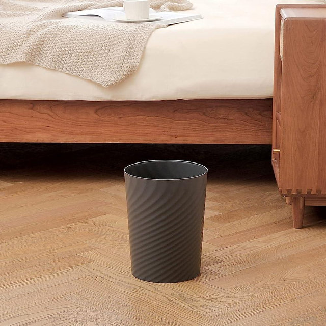 UUJOLY Plastic Small Trash Can Wastebasket, Garbage Container Basket for Bathrooms, Laundry Room, Kitchens, Offices, Kids Rooms, Dorms, Dark Grey, 1.8 Gallon