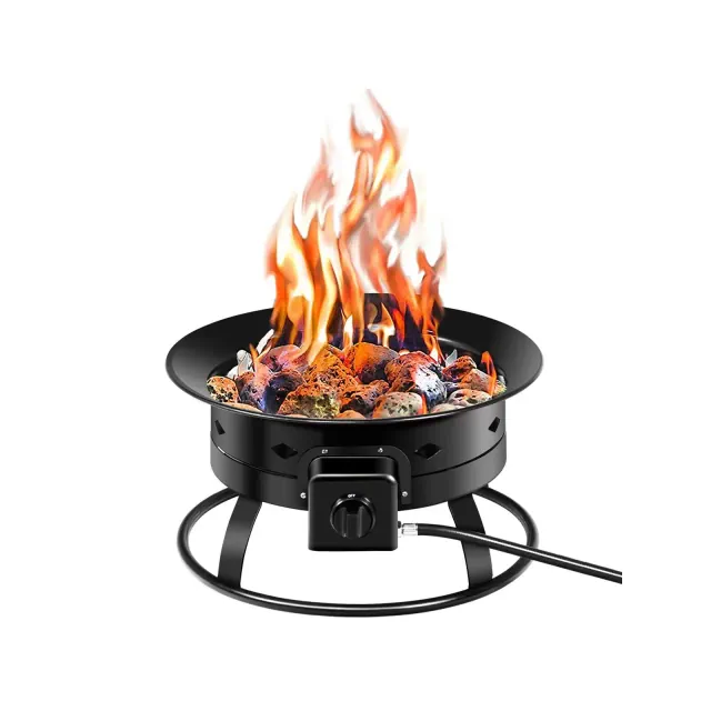 Costway Portable Fire Pit Outdoor 58,000 BTU Propane Patio Lava Rocks Camping Events