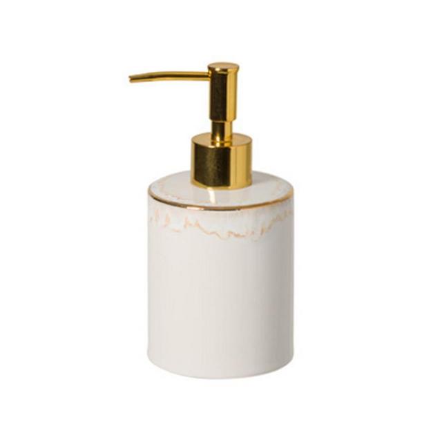 Casafina Taormina Stoneware Bathroom Soap/Lotion Pump, White and Gold
