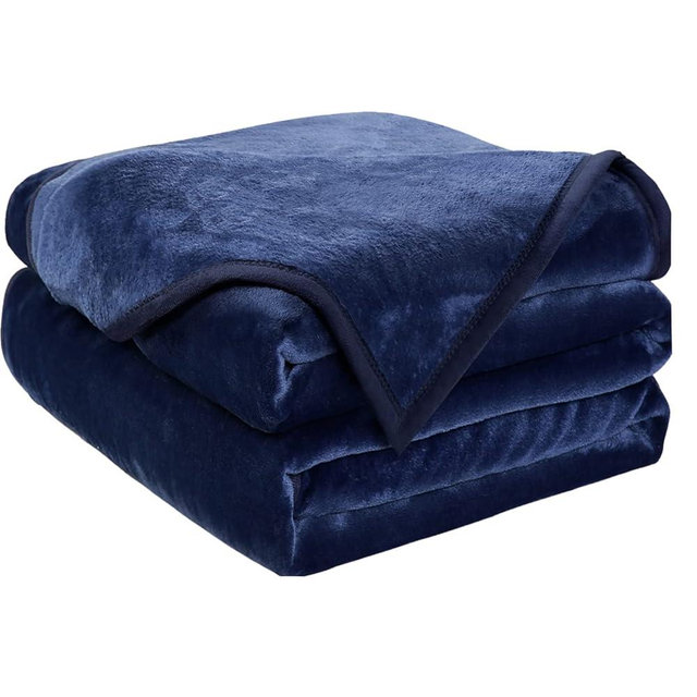 EASELAND Soft King Size Blanket All Season Warm Microplush Lightweight Thermal Fleece Blankets for Couch Bed Sofa,90x108 Inches,Dark Blue