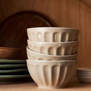 The Latte Stoneware Cereal Bowls, Set of 4: Amelie Edition, Croissant