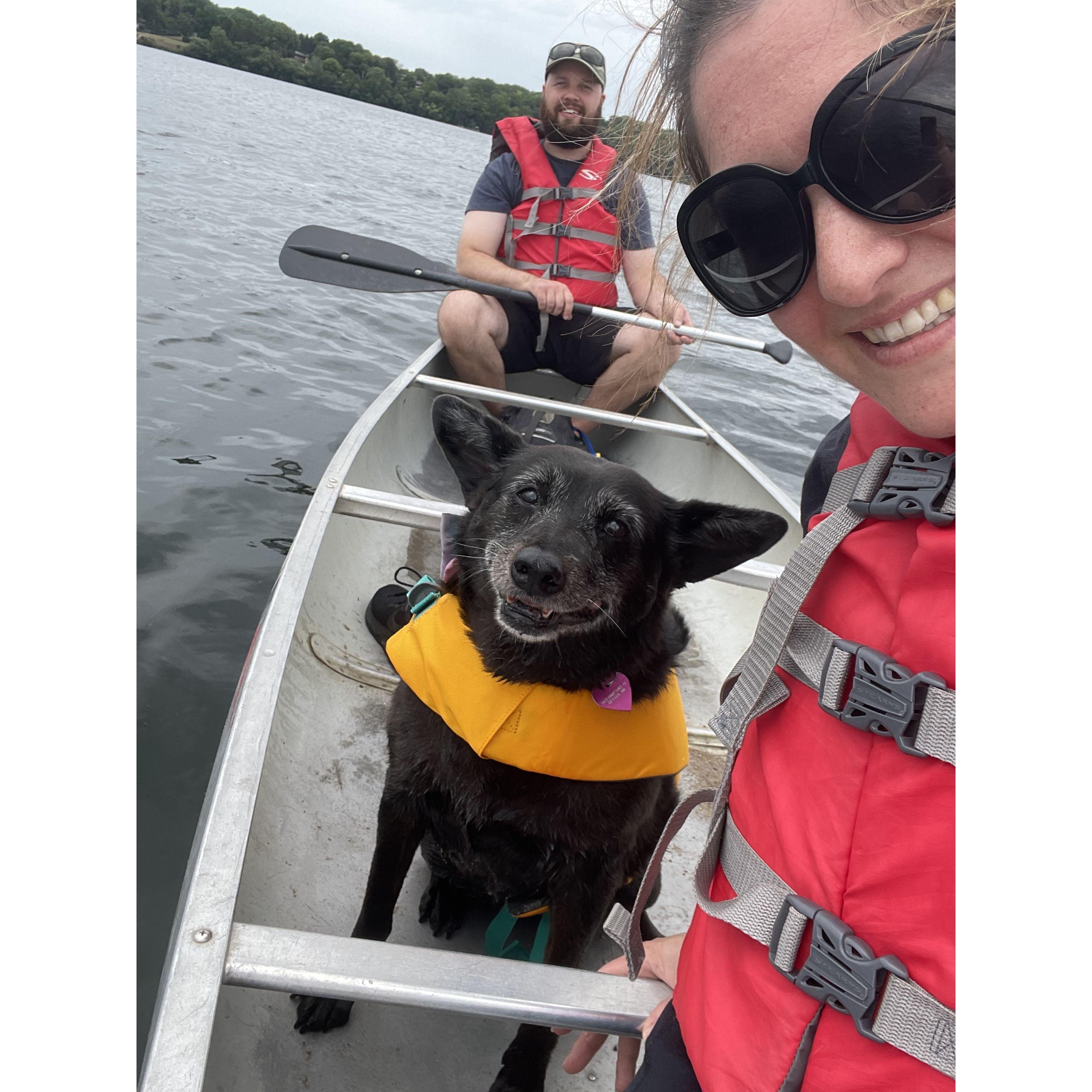 The first time we took Beauty on a canoe ride