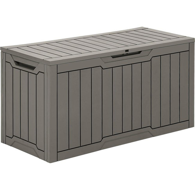 YITAHOME 80 Gallon Outdoor Storage Box, Large Waterproof Resin Deck Box, Indoor Outdoor Lockable Storage Container for Patio, Garden, Cushions, Tools, Equipment (Taupe)