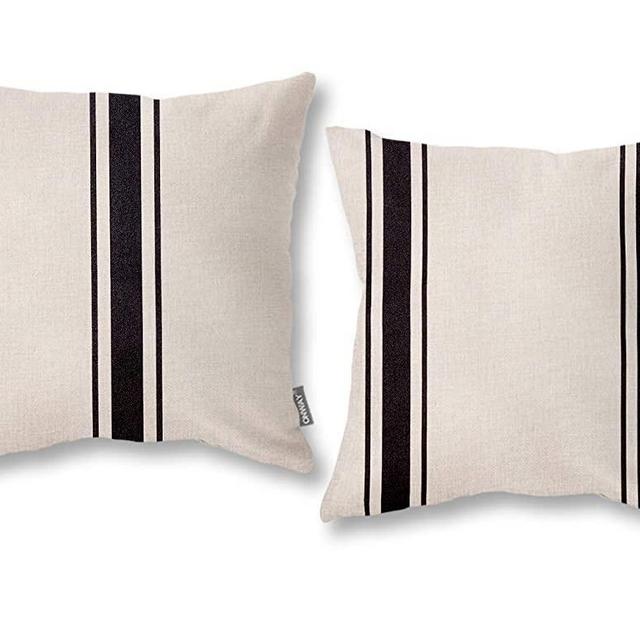 ONWAY Farmhouse Throw Pillow Covers 18x18 Rustic Indoor Outdoor Decorative Black and White Throw Pillows for Home Sofa and Couch, Set of 2