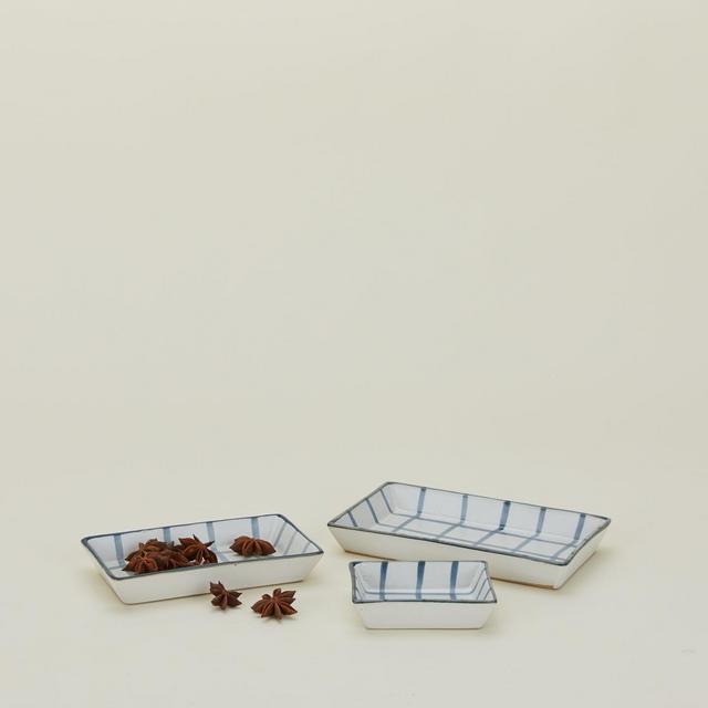 Hand Painted Grid Trays, Set of 3