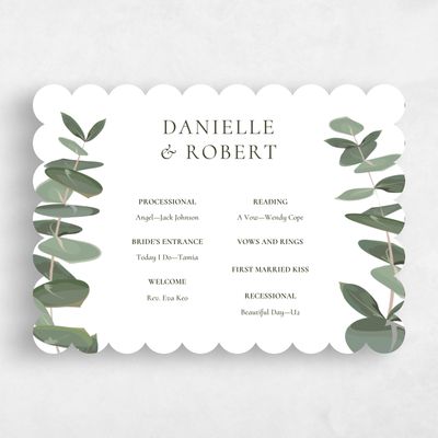 White Scalloped Wedding Program - Bransford