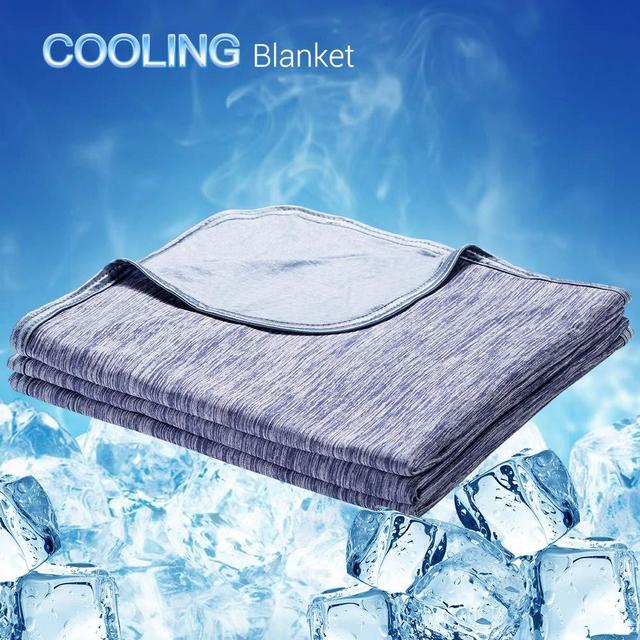 LUXEAR Cooling Blanket, Revolutionary Cool-to-Touch Technology Q-MAX>0.4 Summer blanket, 51 X 67 in Double Side Design Cool Blanket, Breathable Comfortable Bed Blanket for Adults, Children, Baby- Blue