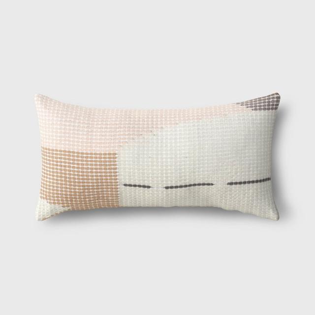 Soft Colorblock Woven Outdoor Lumbar Pillow Light Pink - Project 62™
