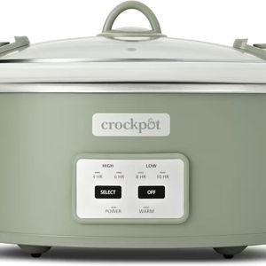 Crock-Pot Locking Lid 6qt Cook and Carry Programmable Slow Cooker Moonshine Green (Green)