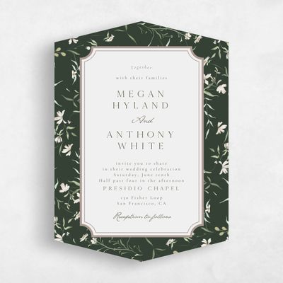 Green Diamond Wedding Invitation - Vasara Portrait