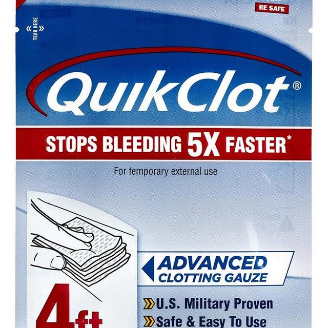 Adventure Medical Kits QuikClot Gauze - Gauze for Emergency Survival Kit, Doomsday Prepping Supplies & More - Stops Bleeding Fast with Kaolin - Flexible Hemostatic Medical Gauze - 3" x 48"