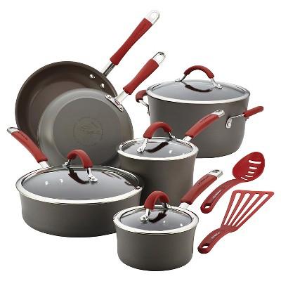 Rachael Ray Cucina 12 piece Hard Anodized Cookware Set - Cranberry