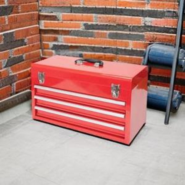 BIG RED ANTBD133-XB Torin 20.5" Portable 3 Drawer Steel Tool Box with Metal Latch Closure, Red