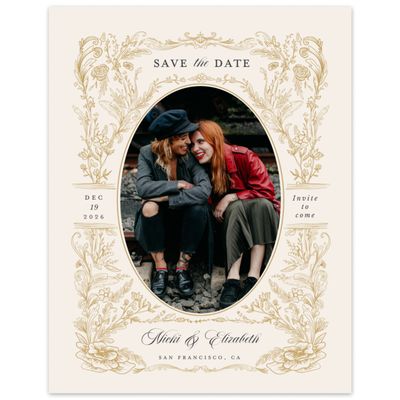 Dijon, Beige Wedding Digital Save the Date - Leonid Portrait