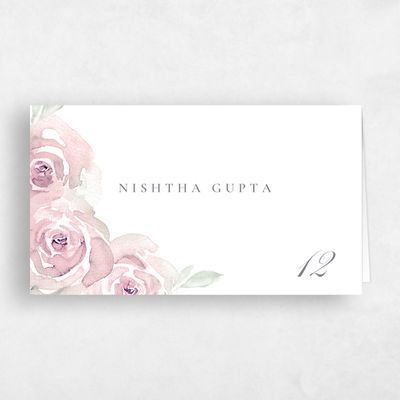 Pink Bordered Wedding Place Card - Roana