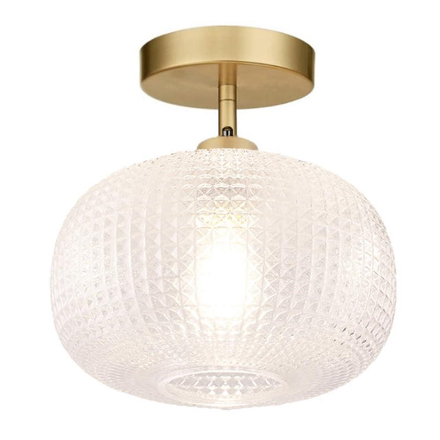 Gold Semi Flush Mount Ceiling Light Fixture,Hallway Light Fixtures,Industrial Close to Ceiling Light,Globe Glass Ceiling Light Fixture,Vintage Ceiling Lamp,Farmhouse Light for Bathroom Entryway