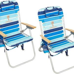 Tommy Bahama Hi-Boy 17" Seat Height 4-Position Lace-Up Suspension Folding Beach Backpack Chair