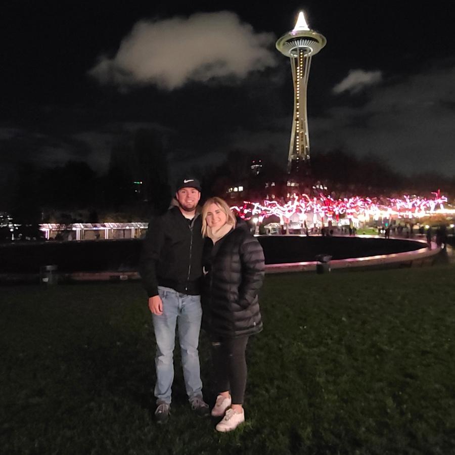 our very first photo together after going to the Gonzaga Battle in Seattle game in 2021