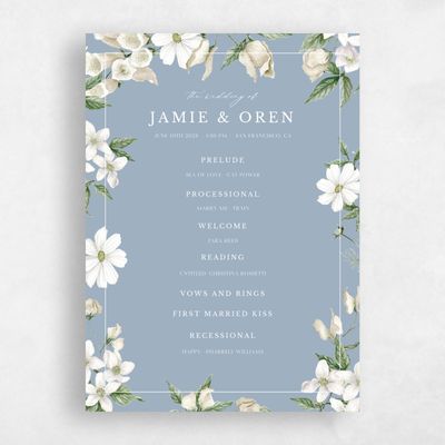 Powder Blue Wedding Program - Foxglove