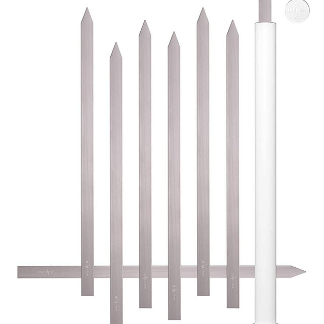 + HOM 8 pcs Kabob 1" Wide Skewers, 23.5" Long, Heavy Duty Stainless Steel, No-Wood Handle, Perfect for Koobideh Kebab Persian/Brazilian Style with a Carrying Case