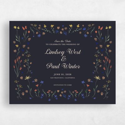 Ebony, Black Wedding Save the Date - Harebell Landscape