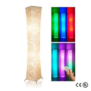 Soft Light Floor Lamp, 52" LEONC Twist Tower Morden Slim RGB Color Changing LED Tyvek Fabric Shade Dimmable Remote Control & 2 smart LED bulbs For Livingroom