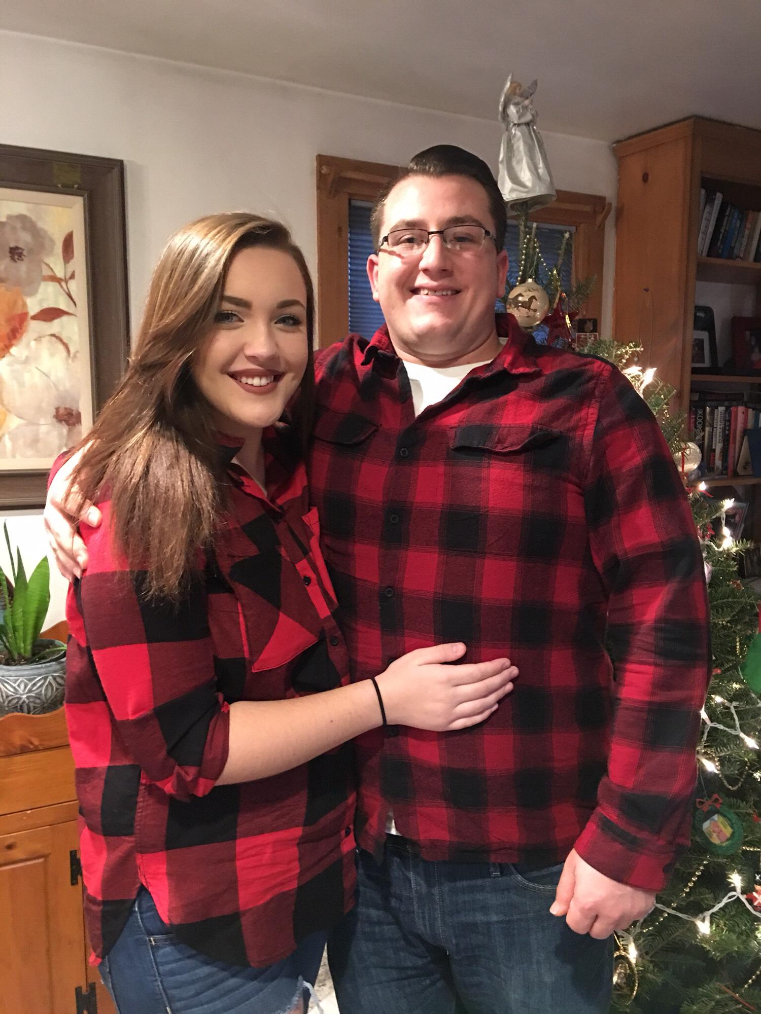 Lindsey thought matching plaid would look nice for their first christmas together.
Christmas 2016