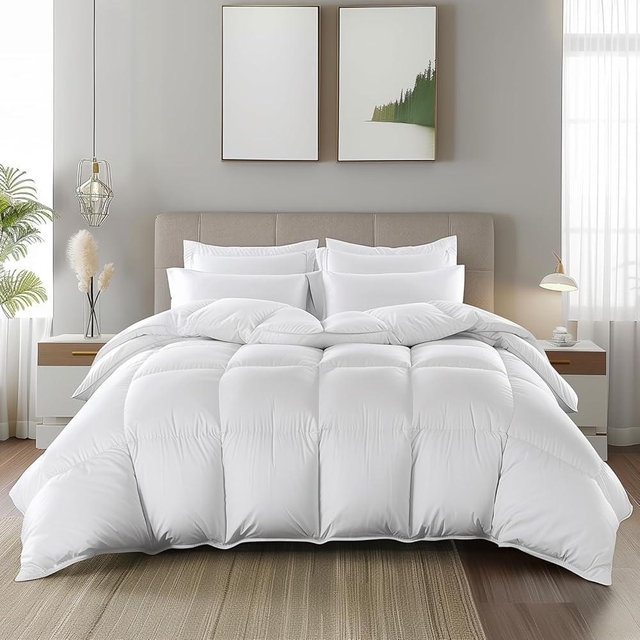 Blue Ridge Home Fashions Luxury 1000 Thread Count Pima Cotton Down Alternative Comforter-Year Round, All Season Cover, King, White