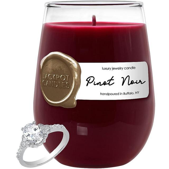 Jackpot Candles Pinot Noir Wine Glass Candle with Ring Inside (Surprise Jewelry Valued at 15 to 5,000 Dollars) Ring Size 5