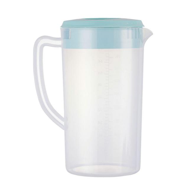 0.66 Gallon/2.5 Litre Plastic Pitcher with Lid BPA-FREE Eco-Friendly Carafes Mix Drinks Water Jug for Hot/Cold Lemonade Juice Beverage Jar Ice Tea Kettle (84oz, Blue)