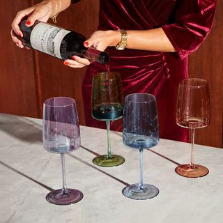 Lustre Assorted Colored Wine Glass, Set of 4