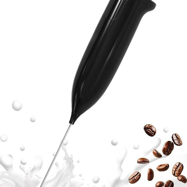 SIMPLETaste Milk Frother Handheld Battery Operated Electric Foam Maker, Black Drink Mixer with Stainless Steel Whisk for Cappuccino, Bulletproof Coffee, Latte