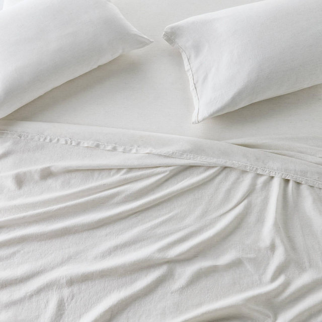 Full 100% Linen Sheet Set Dark Gray Micro Stripe - Casaluna™
