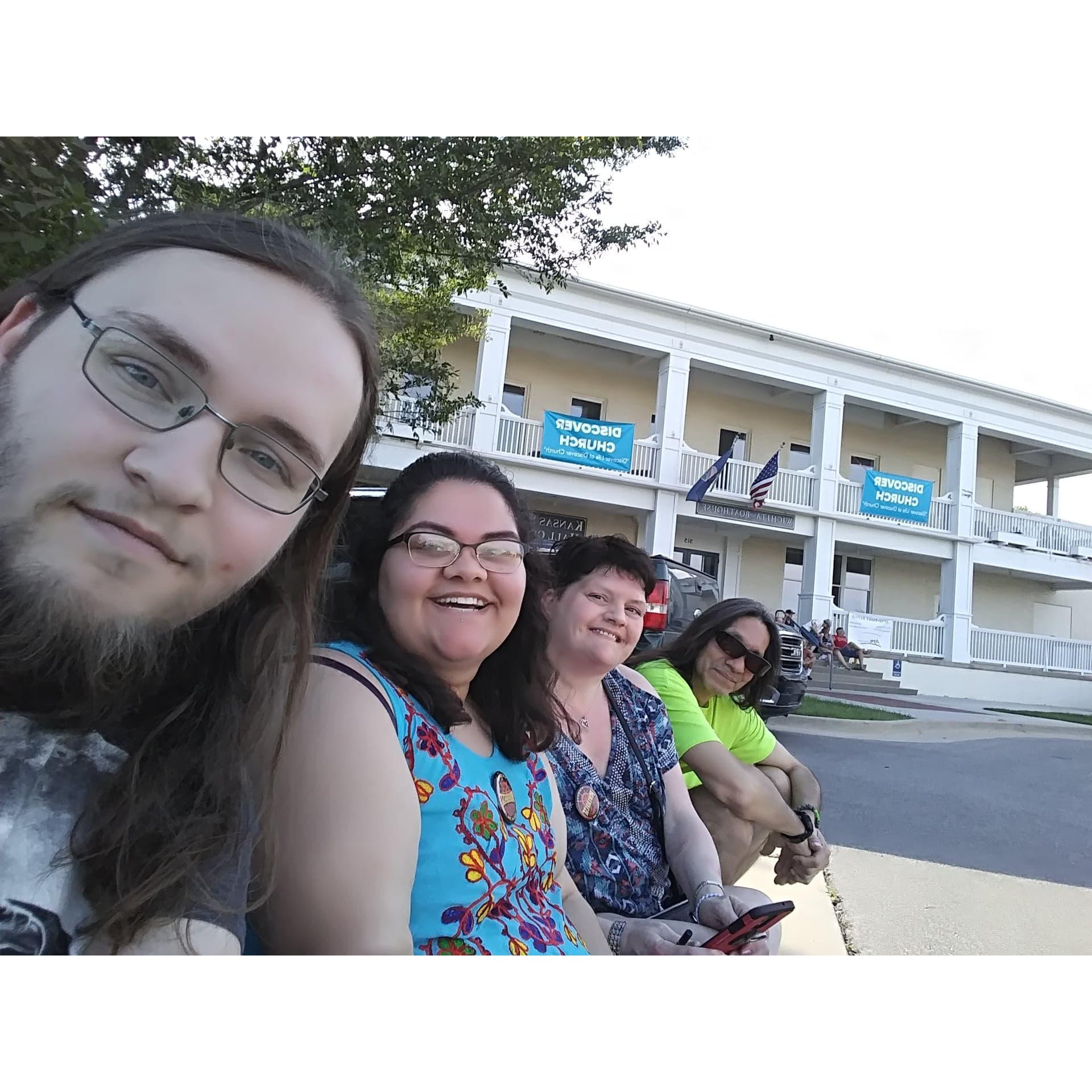 With Gabby's parents getting ready to watch the fireworks at Riverfest