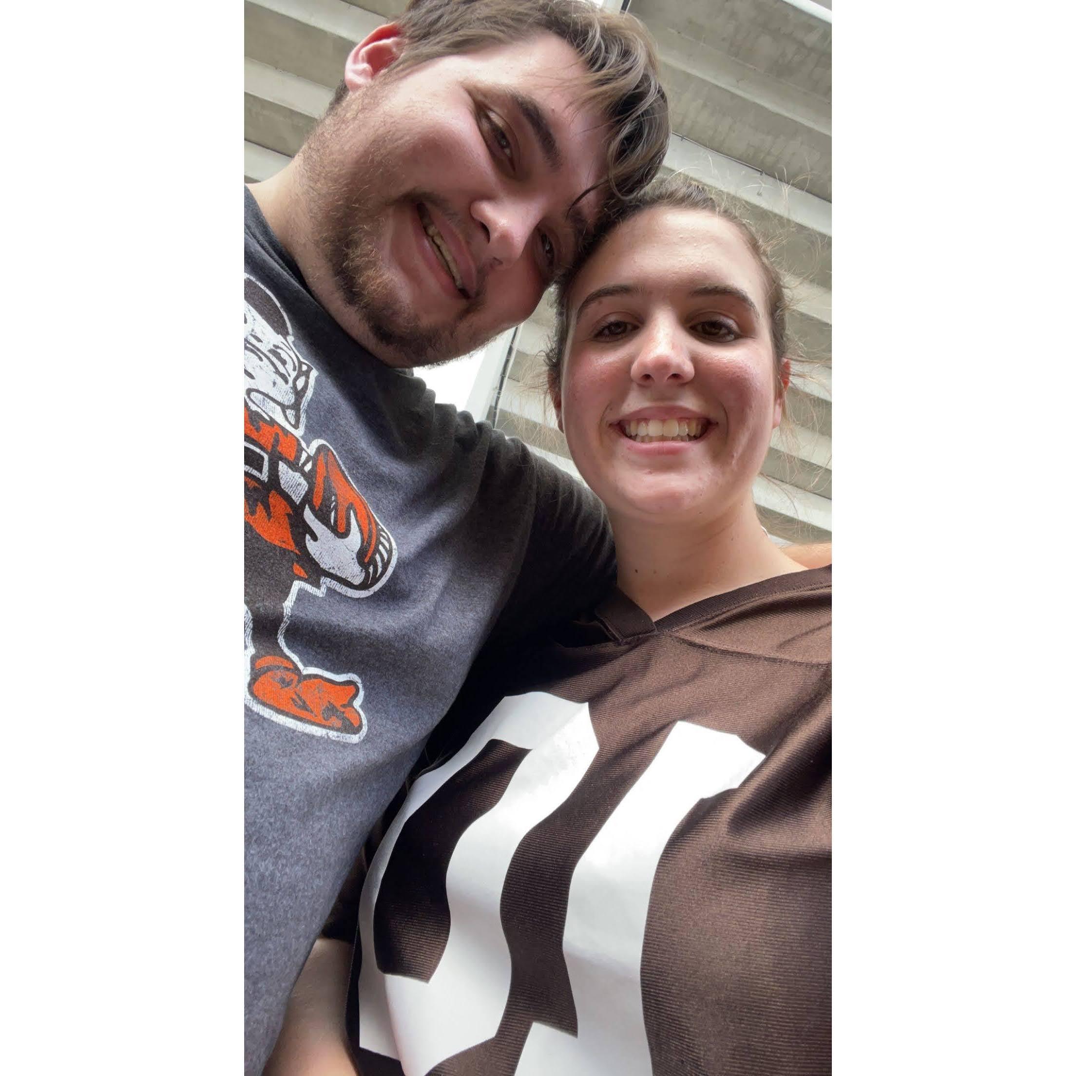 We ran into each other at a Browns game that we went to separately.